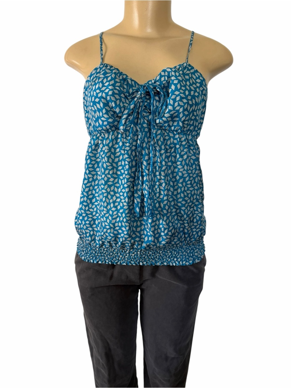 Hollister I Love H81 Pink Silk Abstract Tank Blouse Size Large